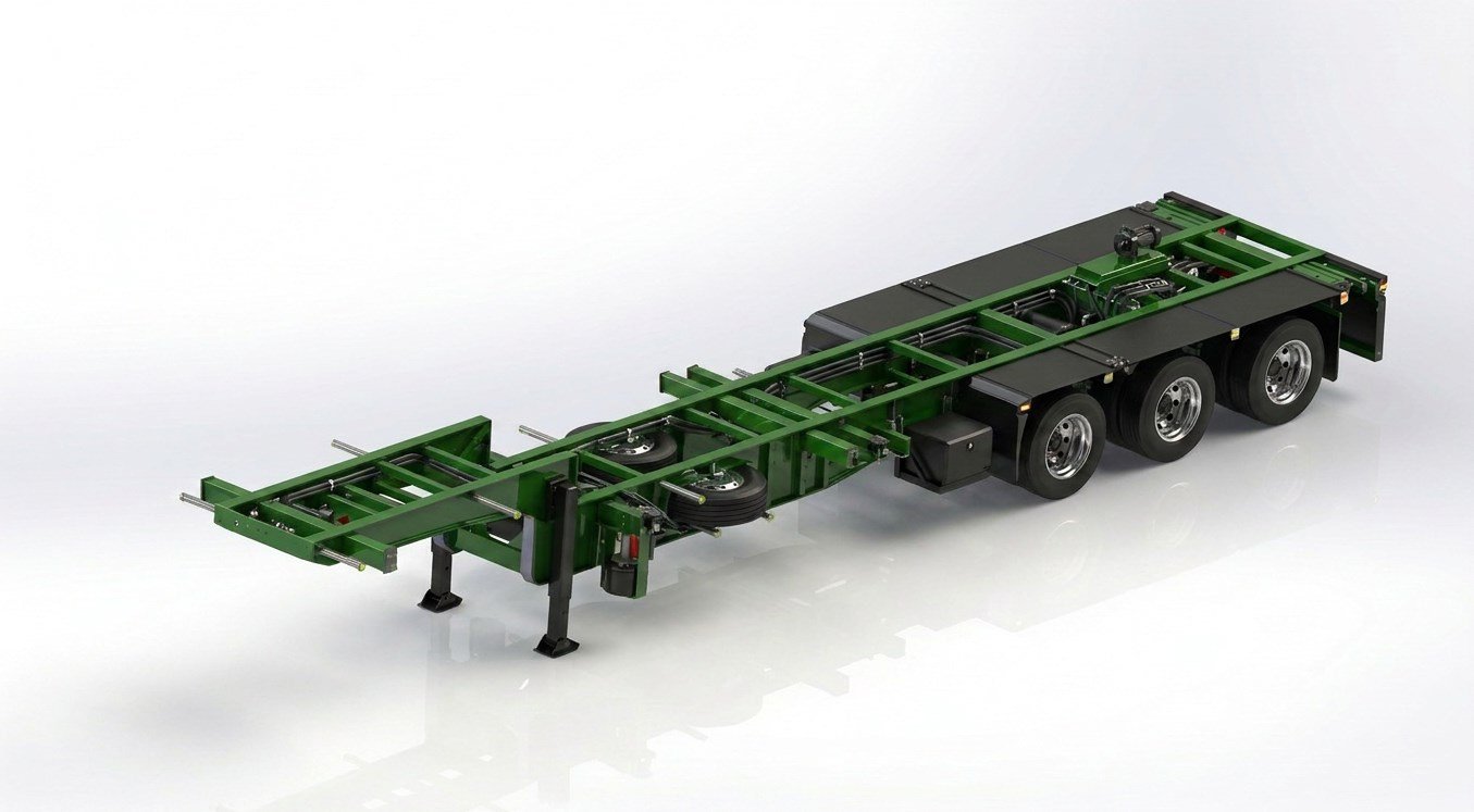 3D model of a tri-axle dangerous goods trailer