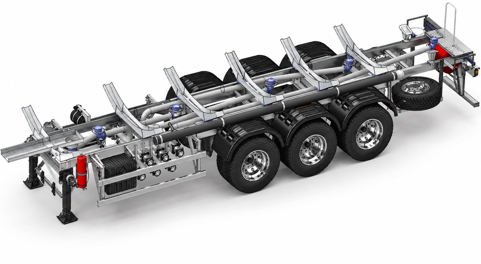 3D model of a tanker truck chassis