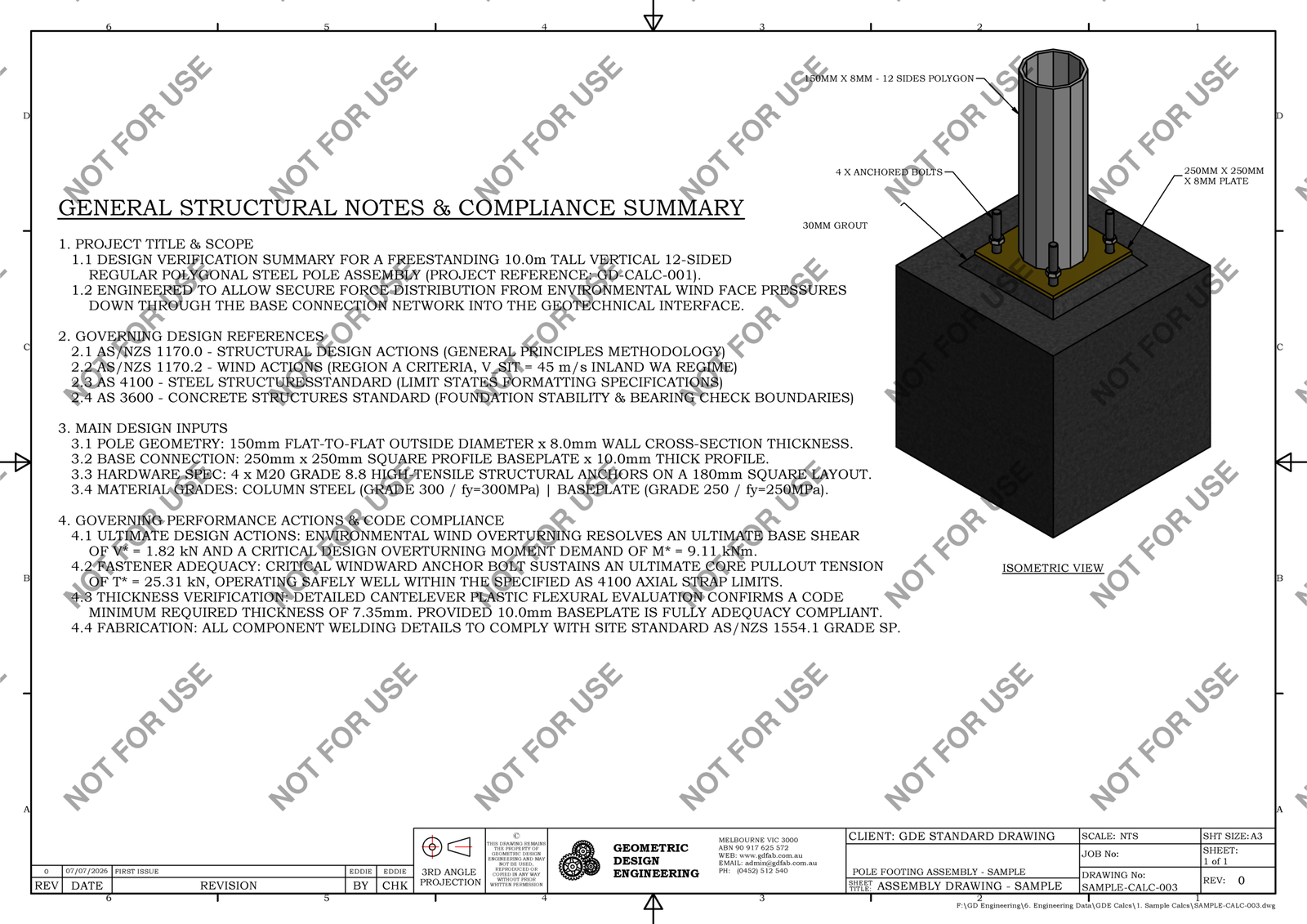 Sample structural engineering calculation sheet